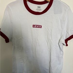 Levi's White Tee with Red Accents